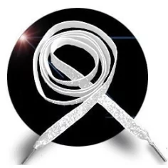 Lacets en velours pailleté blanc. pour vos chaussures