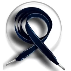 Lacets en bleu marine avec liseret&nbsp;argenté pour vos chaussures