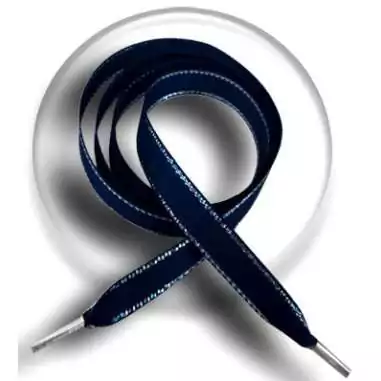 Lacets en bleu marine avec liseret&nbsp;argenté pour vos chaussures