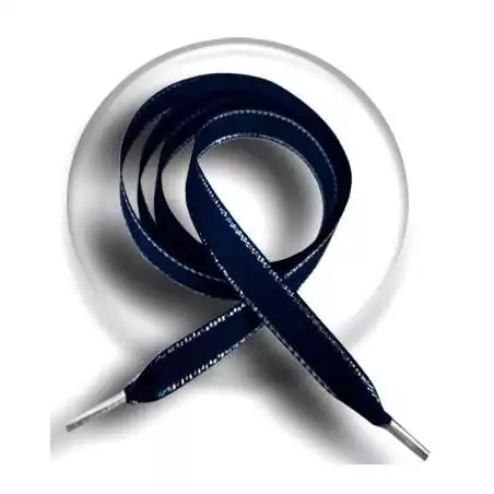 Lacets en bleu marine avec liseret&nbsp;argenté pour vos chaussures