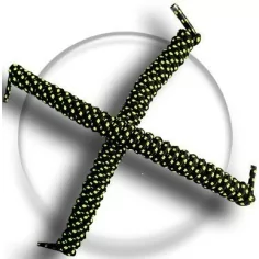 Lacets de chaussures ressorts sans noeud noirs & jaunes fluos