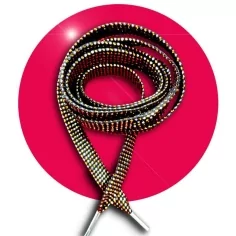 Lacets noirs facettes&nbsp;argentés &&nbsp;dorés pour vos chaussures