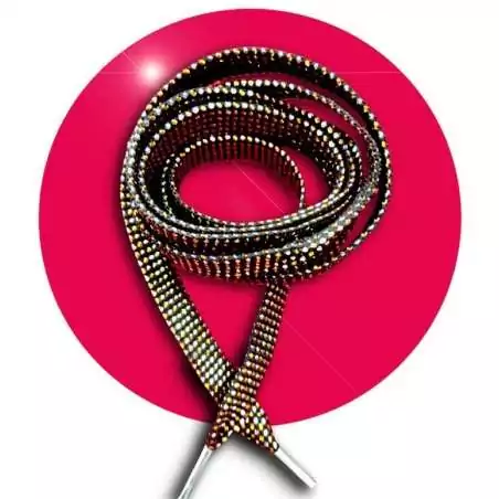 Lacets noirs facettes&nbsp;argentés &&nbsp;dorés pour vos chaussures