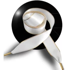 Lacets larges satin blanc&nbsp;& doré pour vos chaussures