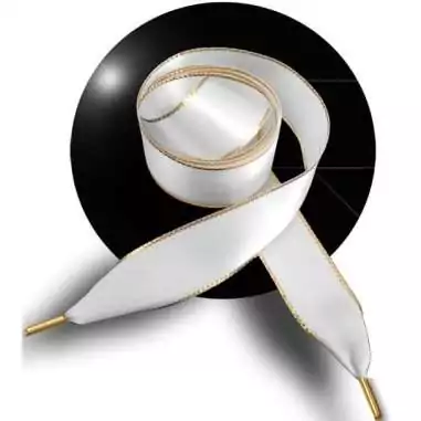 Lacets de chaussures larges satin blanc doré-Achat|Vente…