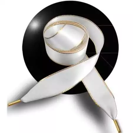 Lacets de chaussures larges satin blanc doré-Achat|Vente…