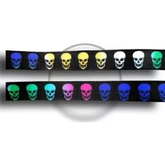 Lacets noirs à crânes multicolores pour vos chaussures 2