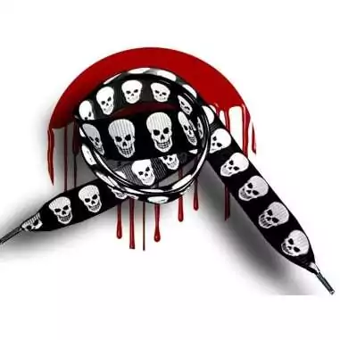 Lacets noirs&nbsp;& têtes de morts blanches pour vos chaussures