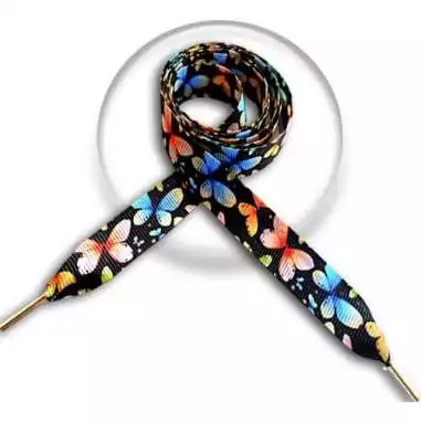 Lacets noirs papillons&nbsp;colorés pour vos chaussures