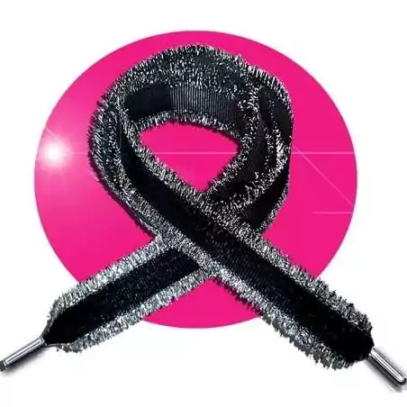 Lacets noirs franges argentées pour vos chaussures