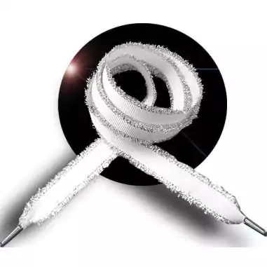 Lacets blancs franges argentées pour vos chaussures