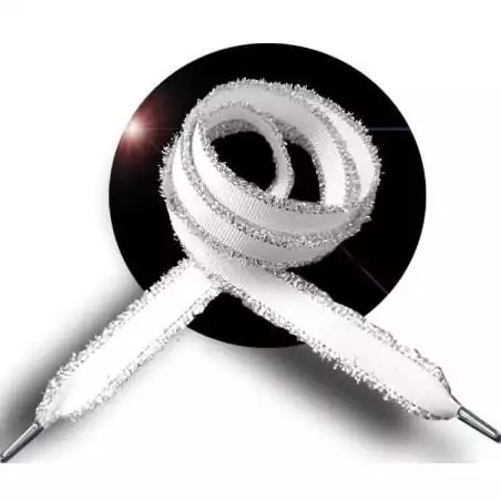 Lacets blancs franges argentées pour vos chaussures