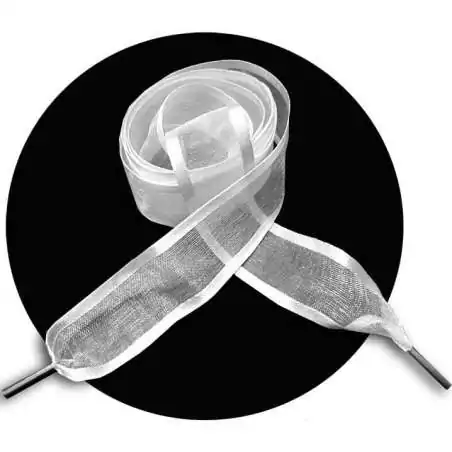 Lacets en organdi large blanc gansé en satin blanc