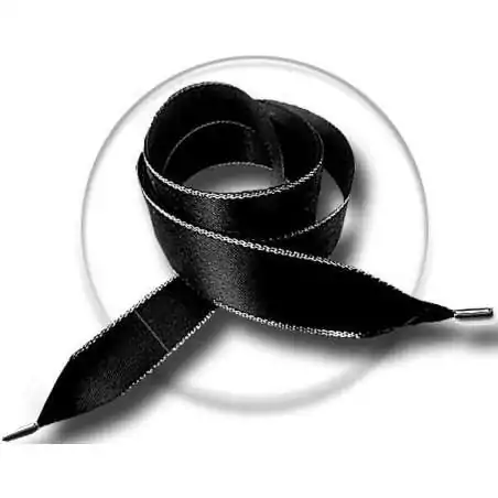 Lacets de chaussures larges satin noir argenté-Achat|Vente…