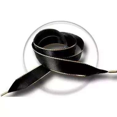 Lacets de chaussures larges satin noir doré-Achat|Vente en…