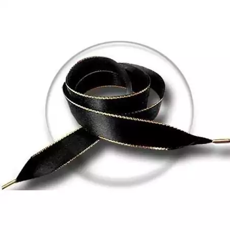 Lacets de chaussures larges satin noir doré-Achat|Vente en…