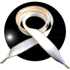 Lacets de chaussures larges satin noir doré-Achat|Vente en…