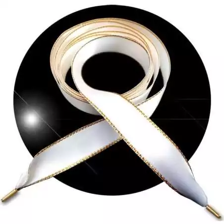 Lacets de chaussures larges satin noir doré-Achat|Vente en…