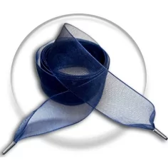 Lacets organdi large bleu marine pour vos chaussures