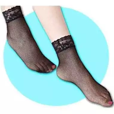 Chaussettes&nbsp;noires&nbsp;résille & dentelle pour vos jolis pieds