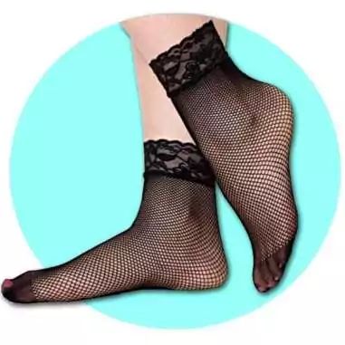 Chaussettes&nbsp;noires&nbsp;résille & dentelle pour vos jolis pieds