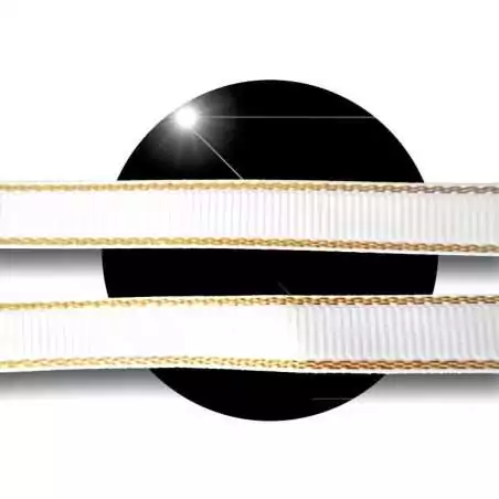 Lacets plats blancs liseret&nbsp;doré pour vos chaussures