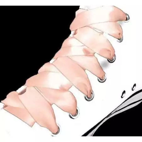 Lacets en satin rose pêche pour vos chaussures