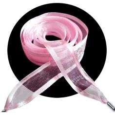 Lacets organdi rose&nbsp;gansé&nbsp;satin pour vos chaussures