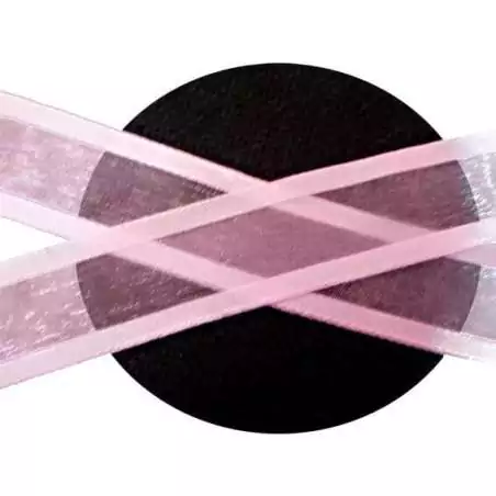 Lacets organdi rose&nbsp;gansé&nbsp;satin pour vos chaussures