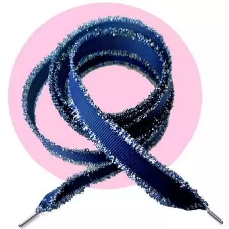 Lacets marine frange argentée pour vos chaussures