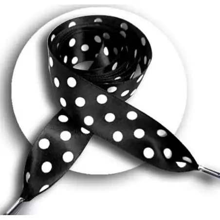 Lacets satin large&nbsp;noir à pois blancs pour vos chaussures