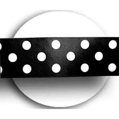 Lacets satin large&nbsp;noir à pois blancs pour vos chaussures