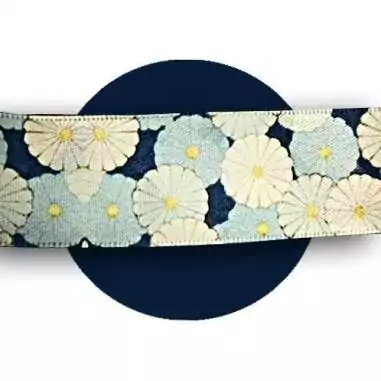 Lacets larges satin décor Japon bleu pour vos chaussures