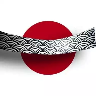 Lacets satin large&nbsp;blanc à motifs japonais noirs pour vos…