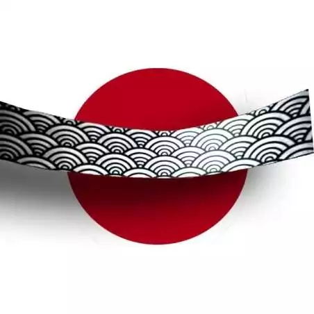 Lacets satin large&nbsp;blanc à motifs japonais noirs pour vos…