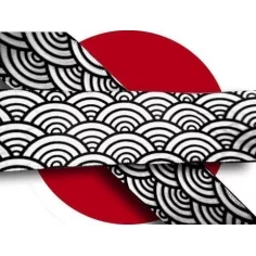 Lacets satin large&nbsp;blanc à motifs japonais noirs pour vos chaussures 2