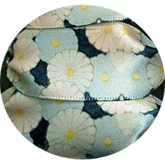 Lacets larges satin décor Japon bleu pour vos chaussures 2