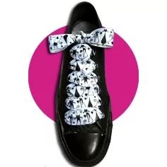 Lacets satin large&nbsp;blanc & motifs&nbsp;chats pour vos chaussures 2