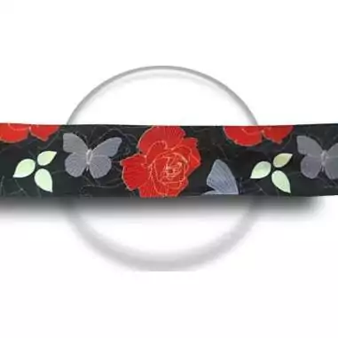 Lacets satin large&nbsp;noir fleurs gris &&nbsp;rouge pour vos…