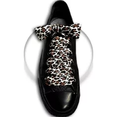 Lacets satin large&nbsp;panthère sable pour vos chaussures