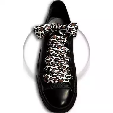 Lacets satin large&nbsp;panthère sable pour vos chaussures