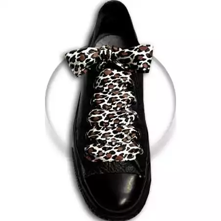 Lacets satin large&nbsp;panthère sable pour vos chaussures