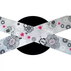 Lacets satin large gris décorés Japon pour vos chaussures 2