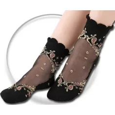 Chaussettes&nbsp;transparentes&nbsp;/ noires à motifs pour vos jolis pieds 2