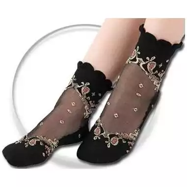 Chaussettes&nbsp;transparentes&nbsp;/ noires à motifs pour vos…