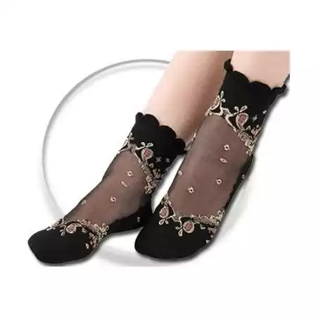 Chaussettes&nbsp;transparentes&nbsp;/ noires à motifs pour vos…