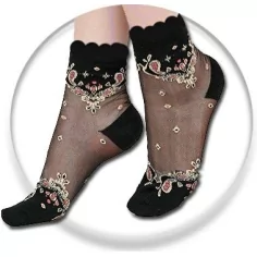 Chaussettes&nbsp;transparentes&nbsp;/ noires à motifs pour vos jolis pieds