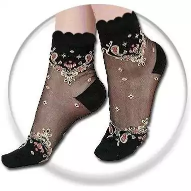 Chaussettes&nbsp;transparentes&nbsp;/ noires à motifs pour vos…