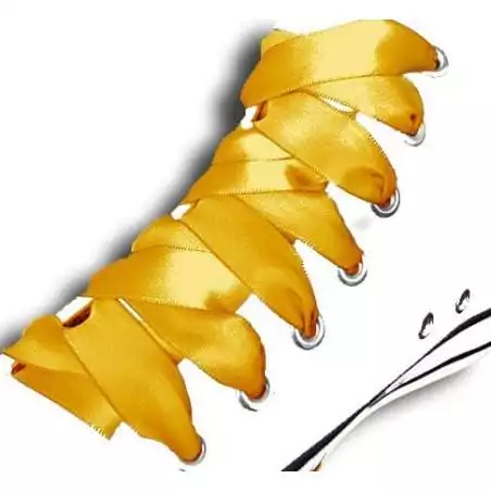 Lacets en satin&nbsp;jaune moutarde. pour vos chaussures