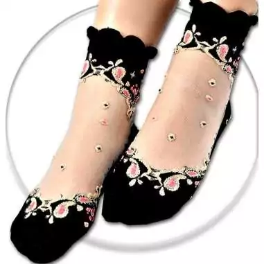Chaussettes&nbsp;transparentes&nbsp;/ noires à motifs pour vos…